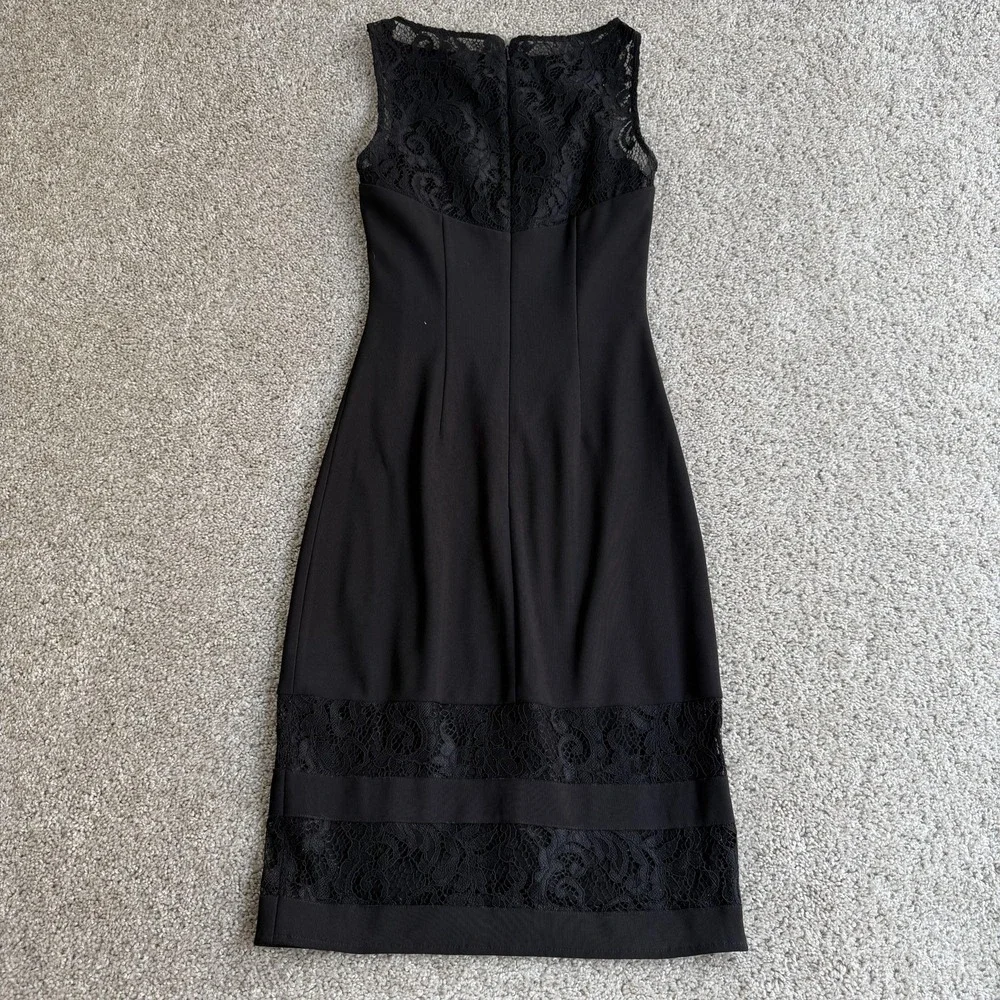 White House Black Market Dress Womens 00 Black Lace Sheath Knee Length